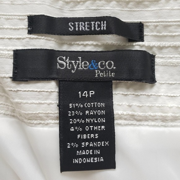 New Style & Co Ivory Silver Metallic Pleated A-Line Skirt Petite Plus 14P - Picture 10 of 12